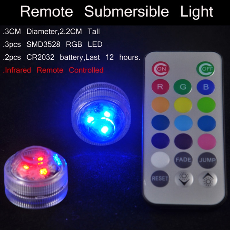 1PC Pool Lights Remote RGB Submersible Light Battery Operate Underwater Swimming Pool Waterproof Lamp Swimming Pool Accessories