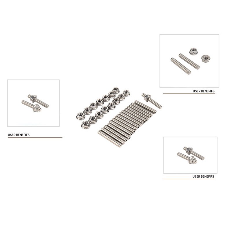 Stainless Exhaust Manifold Stud Kit Exhaust Manifold Studs Stud Kit for Ford 4.6 & 5.4 Liter V8