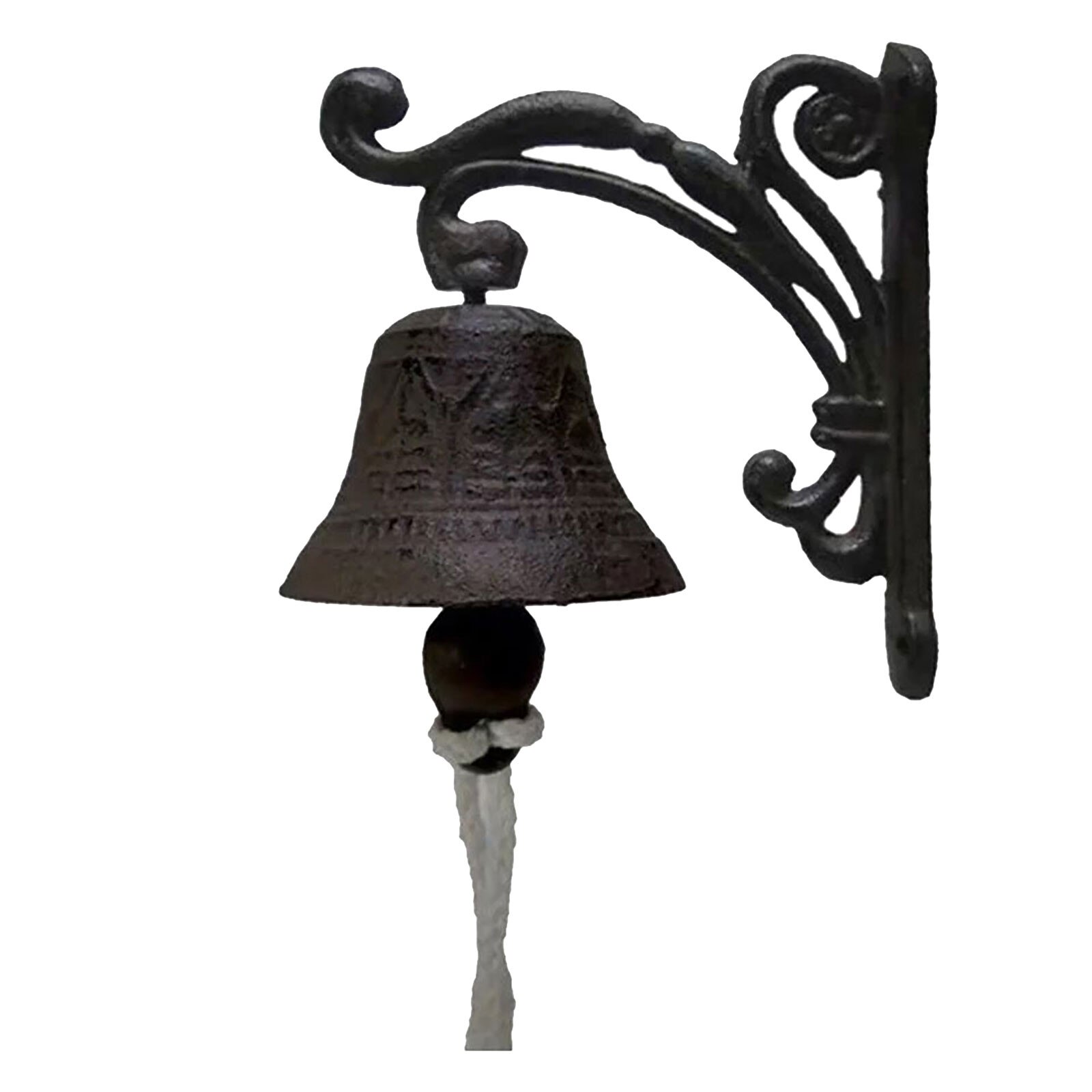 Campana de hierro rústica para puerta de jardín, Campana decorativa antigua montada en la pared para interior y exterior: Default Title