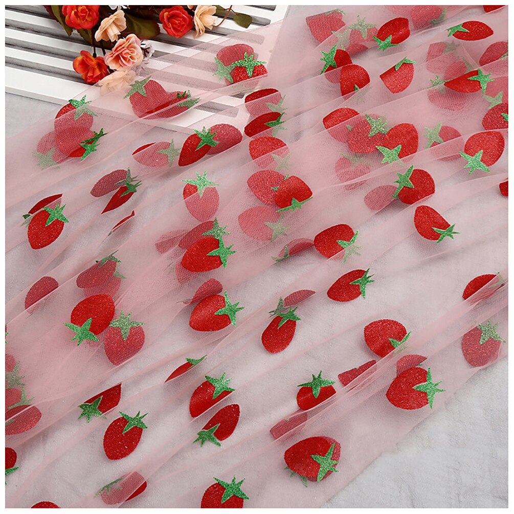 Modieuze Aardbei Tule Stof Gedrukt Mesh Stof Bruiloft Stof Voor Naaien Jurk Meisje Tule Rok 50cmX160cm: 9