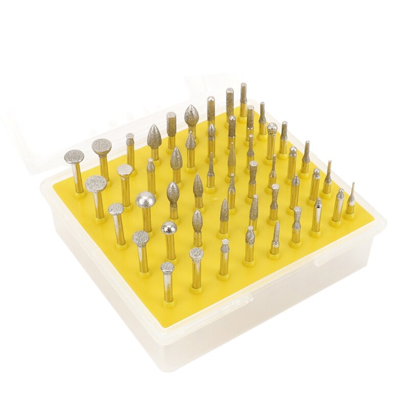 50Pcs Diamond Coated Grinding Grinder Head Rotary Diamond Burrs For Metalworking Stone Ceramic Glass Carbide Carving Tool: Default Title