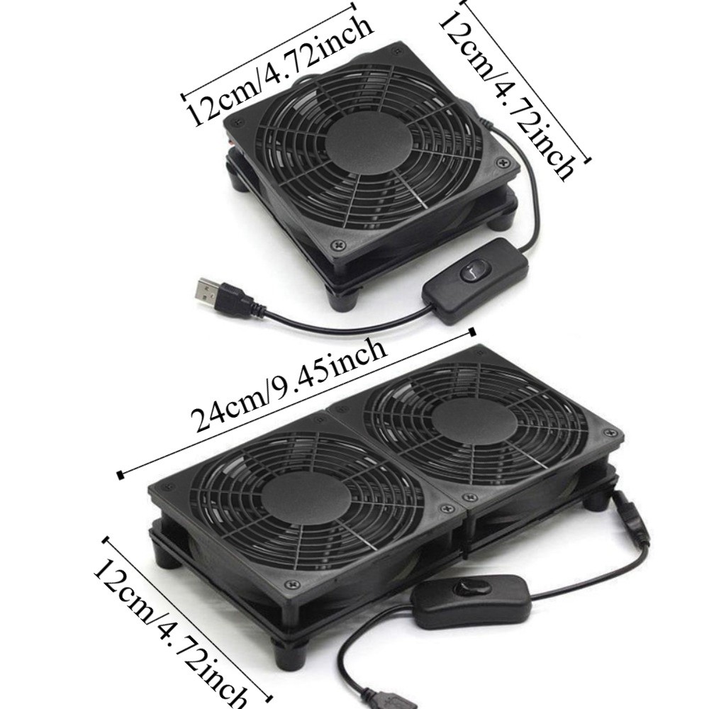 DC 5V Router Cooling Fan Protective Net with Switch Router Cooling Stand Dual Fans Slient USB Radiator Base Optical Modem/Router