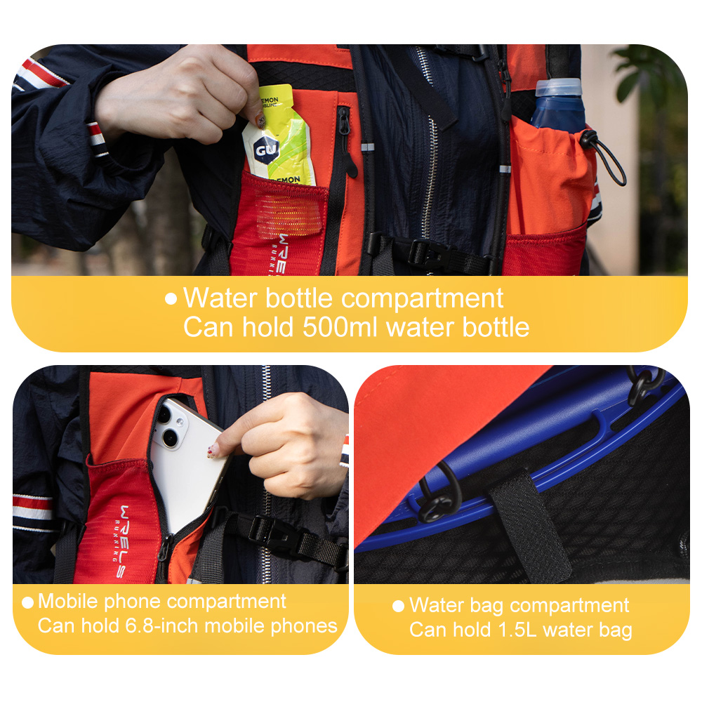 WRELS Hydrations-Rucksack mit Wasserblase, Trinkweste für Männer und Frauen, für Marathon-, Trailrunning, Radfahren und Wandern