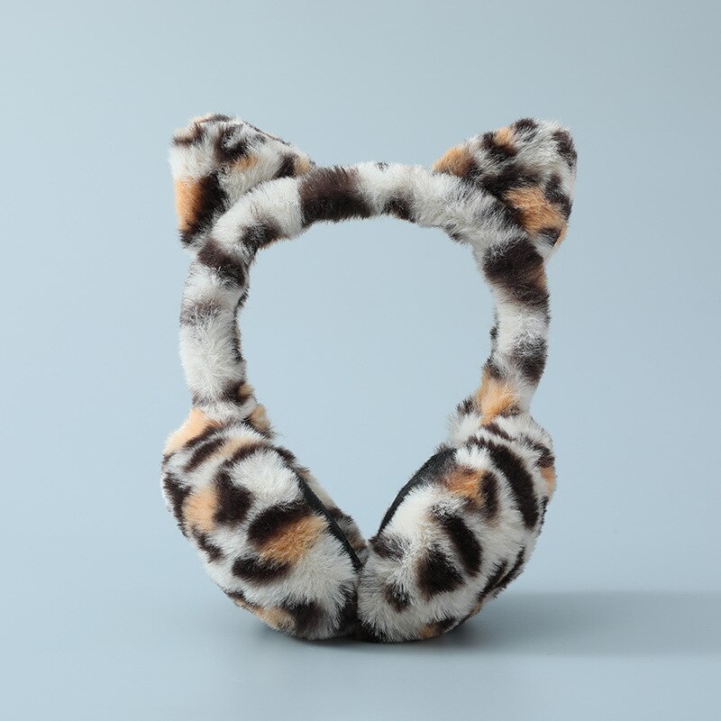 Oreillettes en peluche pour enfants et adultes, couvre-oreilles, léopard, chat, doux, , pour le ski, automne et hiver
