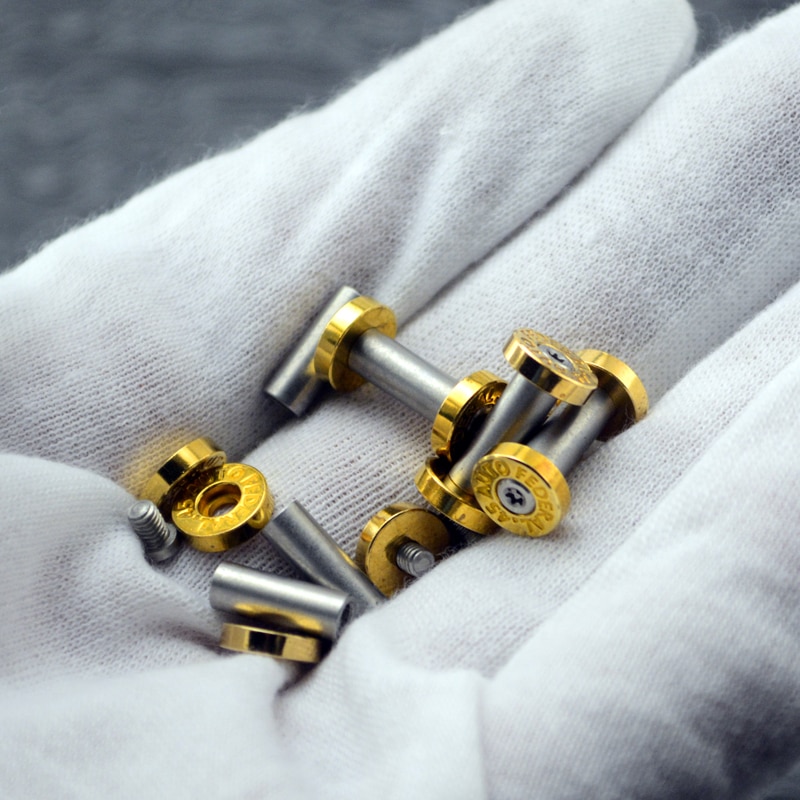 2 sets Diy Knife material Making knife Handle screw rivet Brass bottom fire stainless steel 20 size