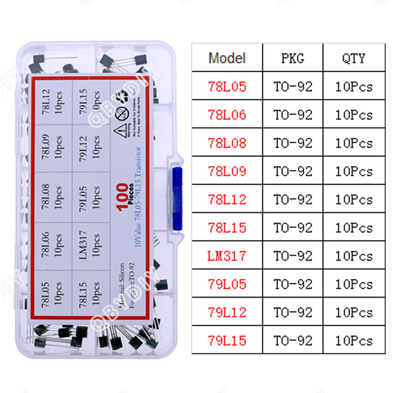 TO-92 TO-92L TO-126 TO-220 Serie Mosfet Triodo Tiristor PNP NPN Transistor Surtido Kit Caja: Beige