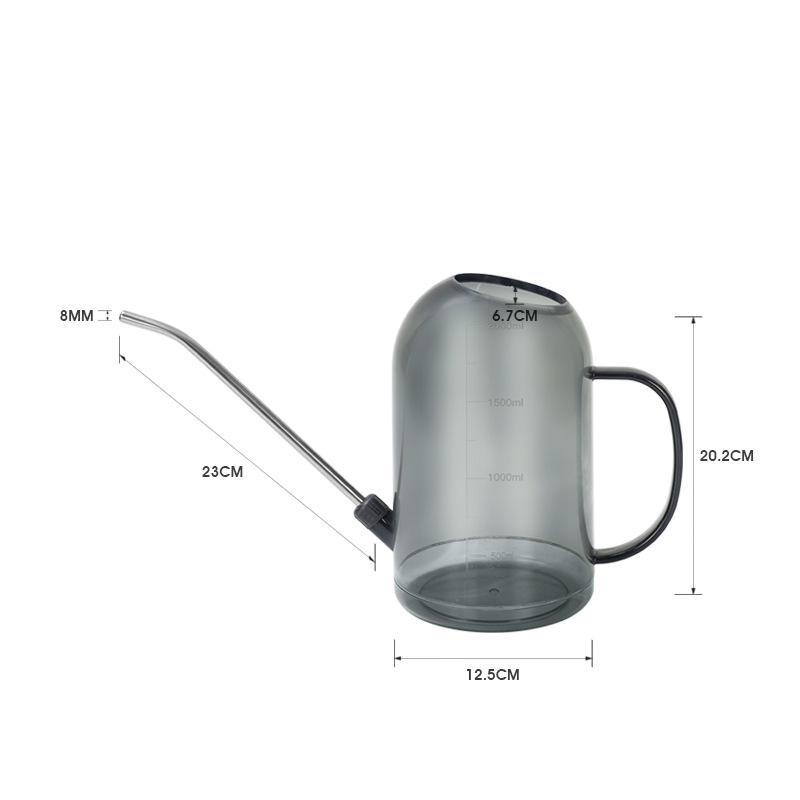 1/1.5/2L Lange Mond Gieter Huishoudelijke Transparante Gieter Tuin Gieter Tool Grote Capaciteit Plant Gieter: Black