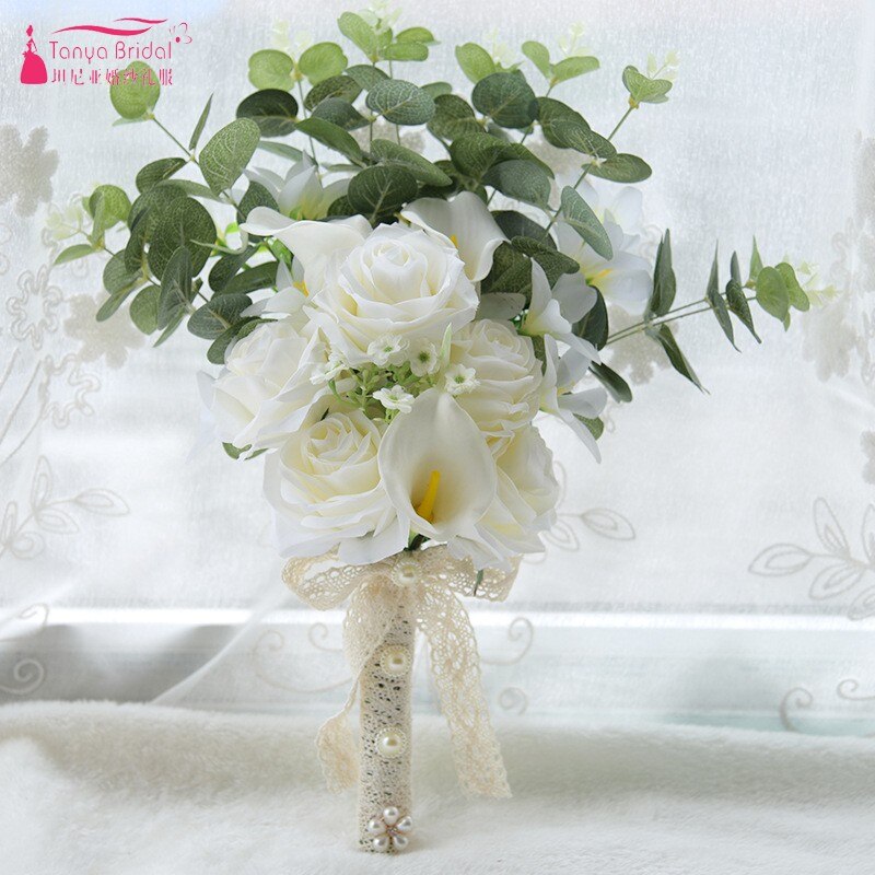 Country Style Artificial Wedding Bouquets For Brides Ivory Beige Bohemian Wedding Flowers Bouquets Bouquet De Mariage D681