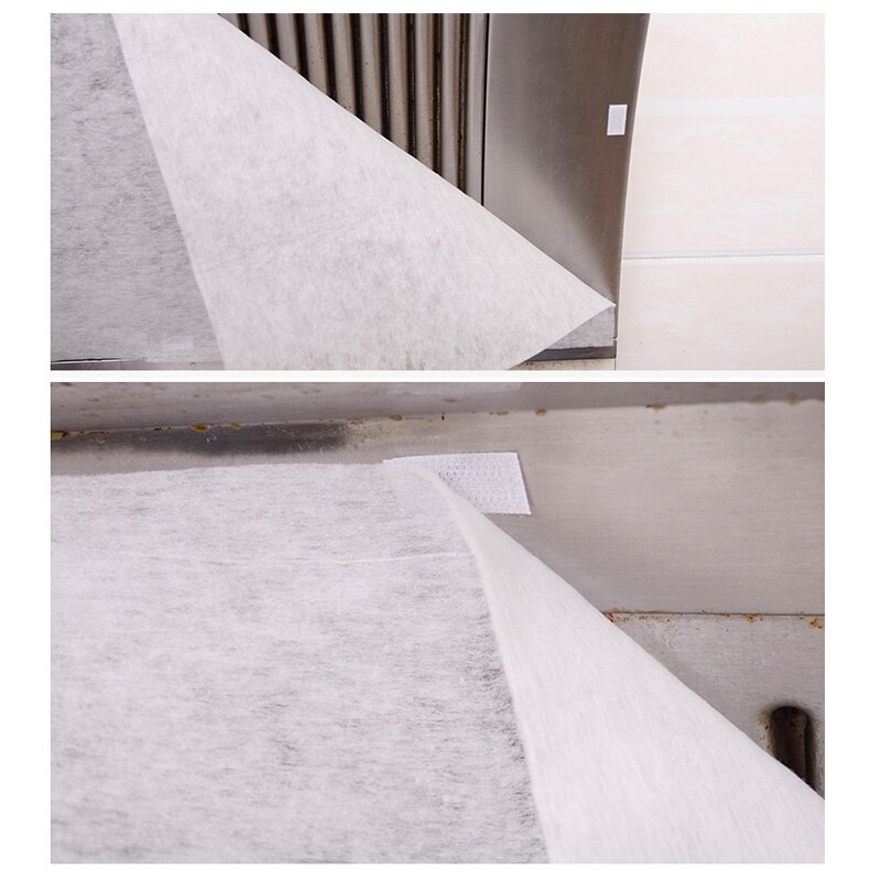 2Bag=4PCS Range Hood Filter Paper Cooking Grease Nonwoven Clean Filter Kitchen Oil Filter Tools with 8PCS Magic Stickers