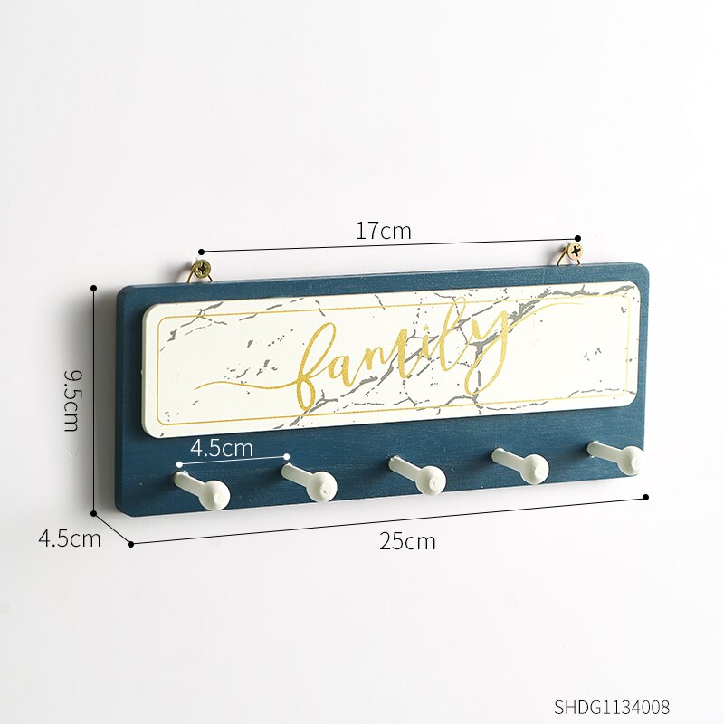 Minimalist Key And Mail Holder Wall Hooks Home Decoration Coat Hanger Nordic Hook Wall Wood House Shape Key Hanger Holder: 25cm-Five Hooks