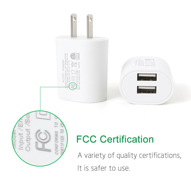 1PC US Adapter 5V2.1A Dual USB Charger For Smart Mobile Phone Charging AC/DC Adaptor Travel in Japan Thailand Canada Mexico