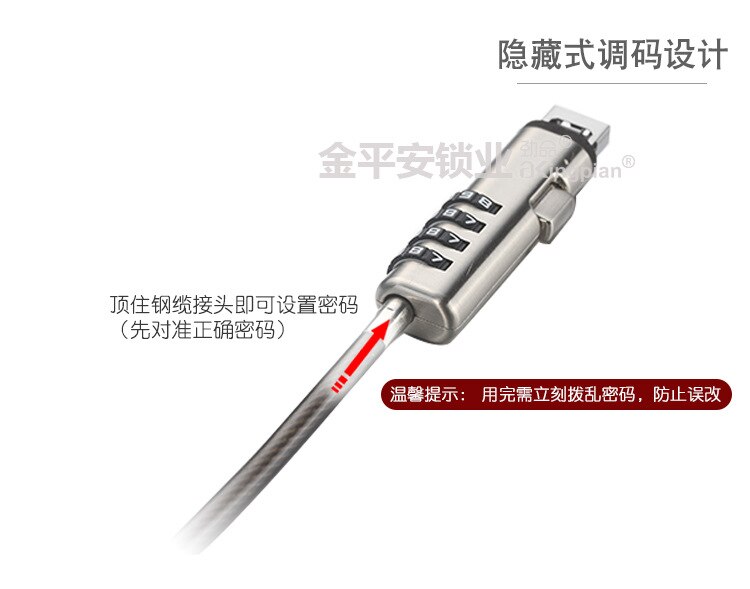 Style USB Notebook Laptop Combination Lock Security Cable - 4 Digit Password Protections, Theft Deterrent