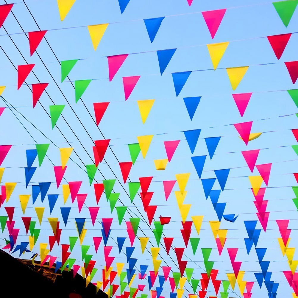 Los banderines hechos de tela de nylon impermeable 125 pies banderas del banderín de Nylon Multicolor con 100 banderas e para al aire libre de interior