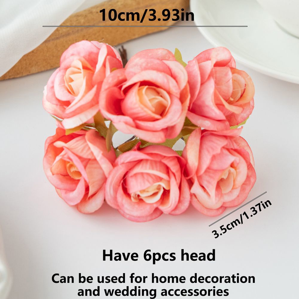 6 unidades de flores artificiales de seda rosa, , guirnaldas navideñas para el hogar, boda, ramo de novias, arco de jardín, decoración de pared, caja de de bricolaje
