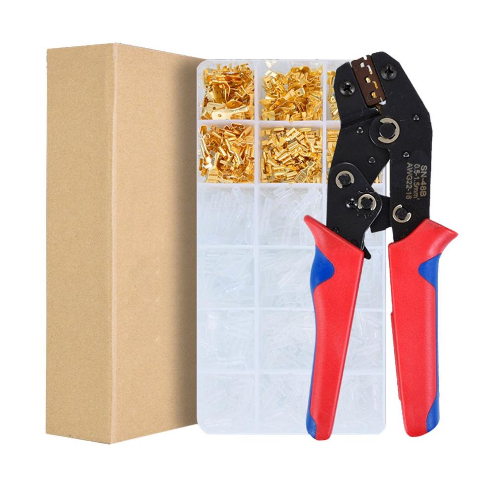 600Pcs Cold-Press Terminal Crimping Pliers Wire Stripper Terminal Clamp Crimping Pliers Inserted Spring Pin Pliers Set