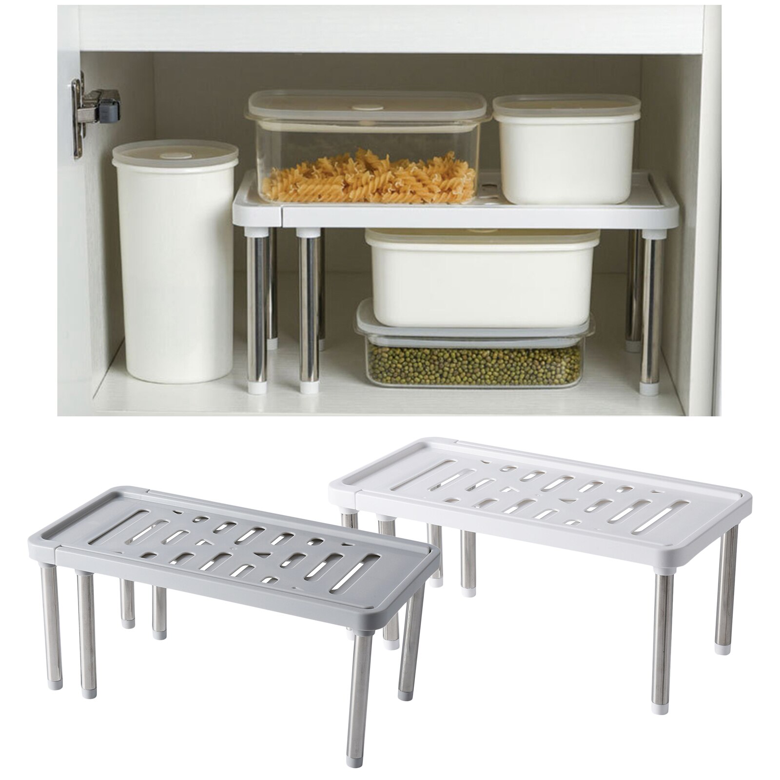 Adjustable Shelf Organizer Expandable Closet Shelf and Rod for Wardrobe Cupboard Kitchen Bookcase