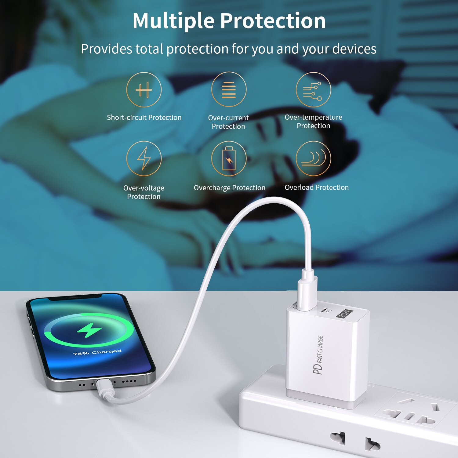 Gtwin  pd20w schnelllade-wandladegerät mit eu/us-stecker, usb-typ-c-netzteil für xiaomi 9, 8  s10 und iphone 12