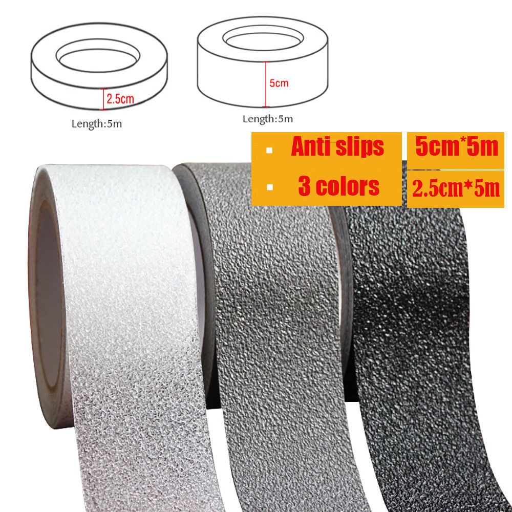 Cinta antideslizante de alta resistencia, Cinta de agarre impermeable para exteriores, escalones de escalera, rampa, monopatines, tiras adhesivas antideslizantes, 5M, 1 unidad