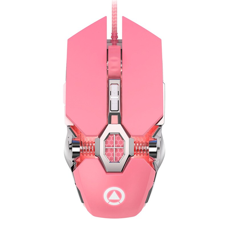 Cute girl mechanical gaming mouse pink mouse gaming dedicated wired silent office computer mouse 3200dpi Pink