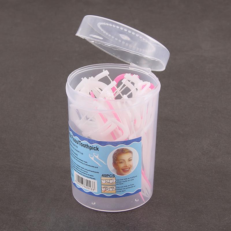 A Box Of Floss Stick Floss Cleaning Disposable Supplies Family Floss Tool: Silver