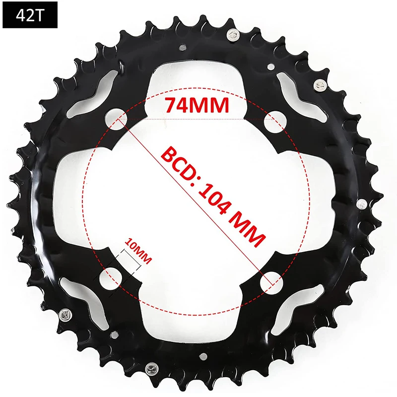 BUCKLOS 104/64 BCD Bicycle Chainring 22T 24T 26T 32T 38T 42T 44T MTB Chainring 9S 10S Mountain Bike Chainwheel Bicycle Parts: light green