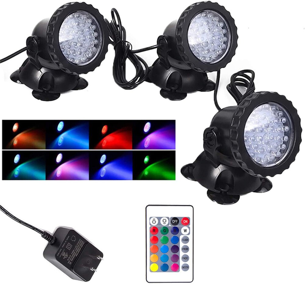 RGB Tauch Teich Schwimmbad Lichter IP68 Wasserdichte Unterwasser Aquarium Strahler 36 LED Garten Landschaft Rasen Licht: 3 Lamp Set / EU Plug