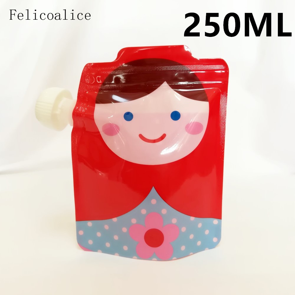 Bpa fri genanvendelig madpose baby klemposer plast smoothie klemme madposer genopfyldelig låsepose opbevaringsposer: Rød 1 stk 250ml