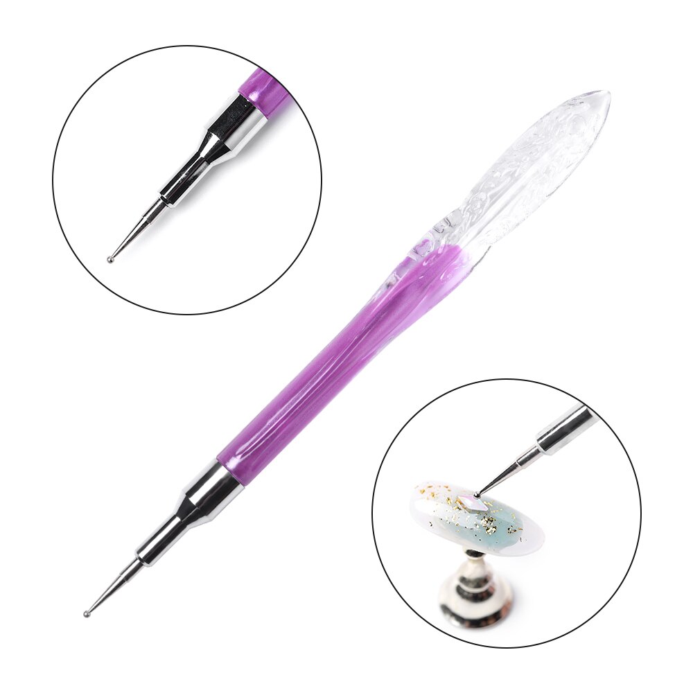 Kads nail art pensel uv gel pensel nail art tips forlængelse pen maleri tegning til gradient manicure pencel værktøj: Prikkepen 2