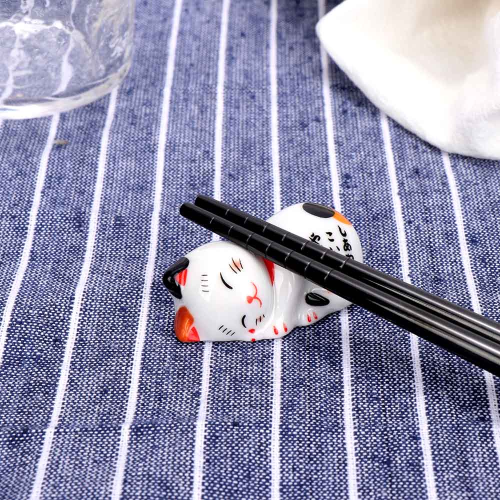 5 stk/sæt japansk stil keramiske spisepinde holder stativ sød kat spisepinde stativ pude pleje hvile køkken kunst håndværk bord
