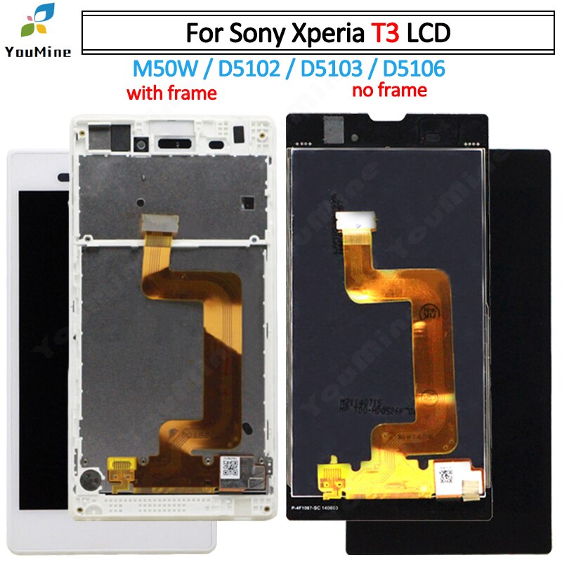 AAA+ LCD For Sony Xperia T3 m50w D5102 D5103 D5106 LCD Screen Display +Touch Screen + Frame Digitizer for Sony T3 lcd