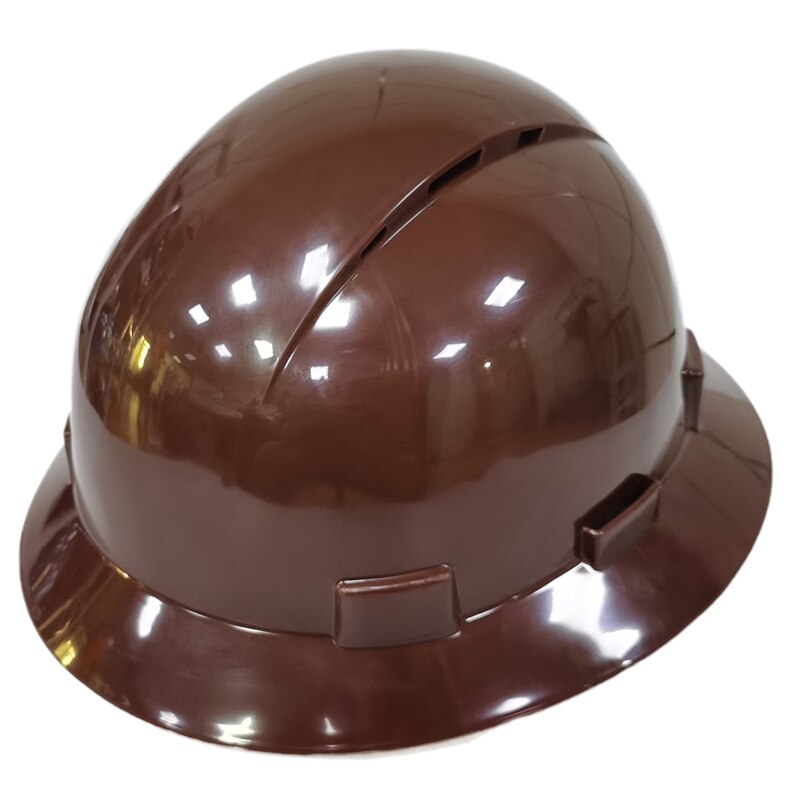 DARLINGWELL Full Brim Hard Hat Vented Safety Helmet Breathable Working Railway Metallurgy Mine Construction Cap: Brown Hard Hat