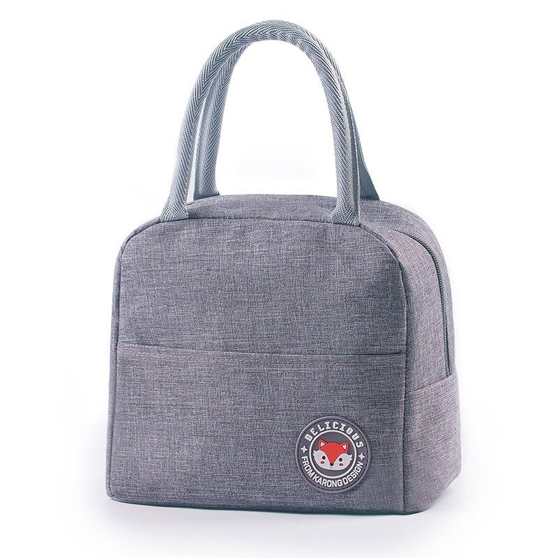 Functionele Ijs Koeltas Lunchbox Draagbare Geïsoleerde Canvas Lunch Tas Thermische Voedsel Picknick Tassen Voor Vrouwen Kids Warm Houden verse: Grey