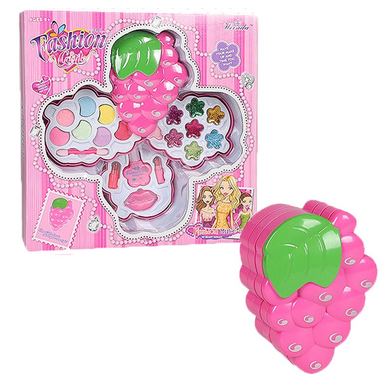 Speelse make-upset voor kinderen, veilig, afwasbaar, niet-giftig, roze make-updoos, cosmetica voor kinderen, speelgoed voor meisjes: B in doos