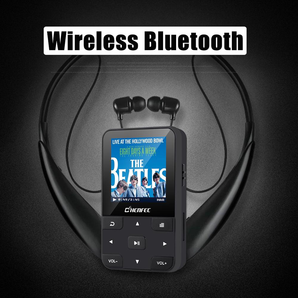 Clip MP4 Speler Bluetooth4.0 Lossless Muziekspeler 16GB met Stappenteller FM Radio Voice Recorder Ondersteuning SD up tot 128G