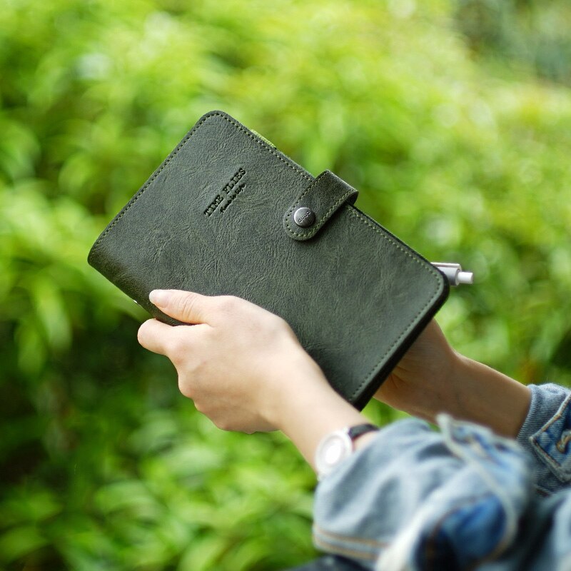 Agenda rétro Vintage couverture en cuir à feuilles mobiles carnet de notes remplaçable papier voyageur bloc-notes fournitures de papeterie: Green / A5 175mmx235mm