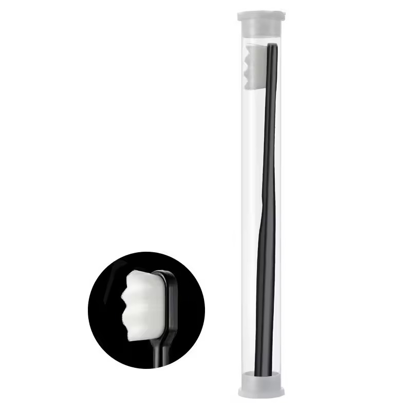 1/5 pièces brosse à dents avec boîte Ultra-fin doux Dense brosse à dents nettoyage en profondeur brosse à poils outils de nettoyage des dents buccales: Black