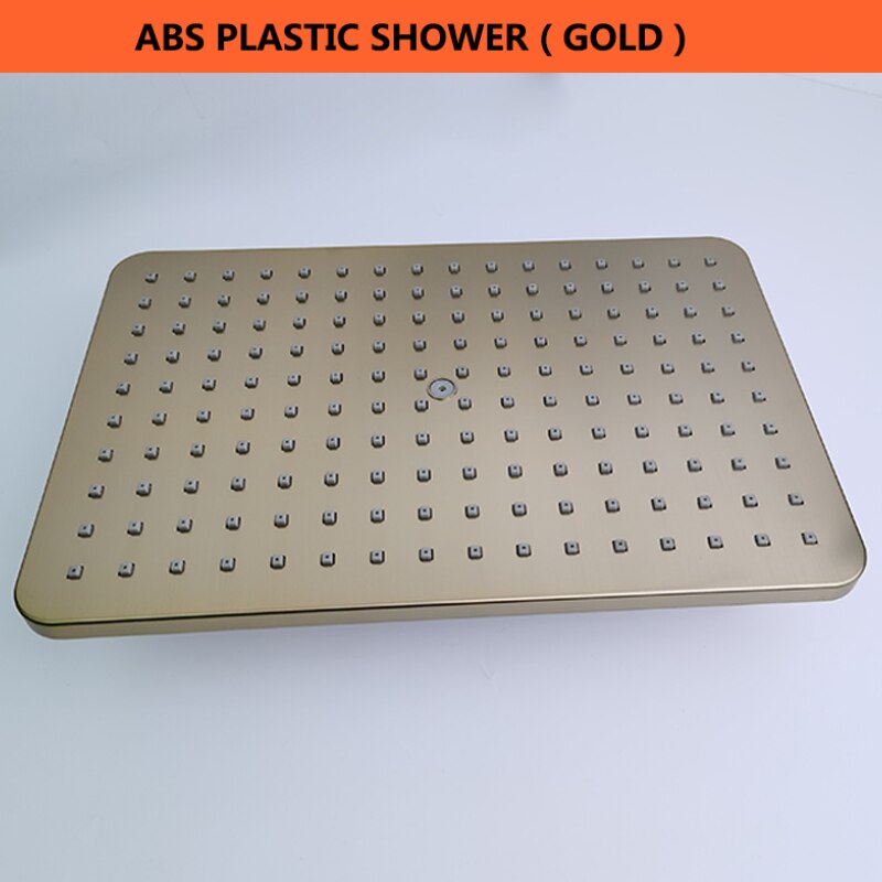 Overhead Shower Set Top Ultra Thin 8 Inch Shower Square Brushed Gold Set System Rain Waterfall 1 Function Swivel Shower Cold: ABS Top Shower
