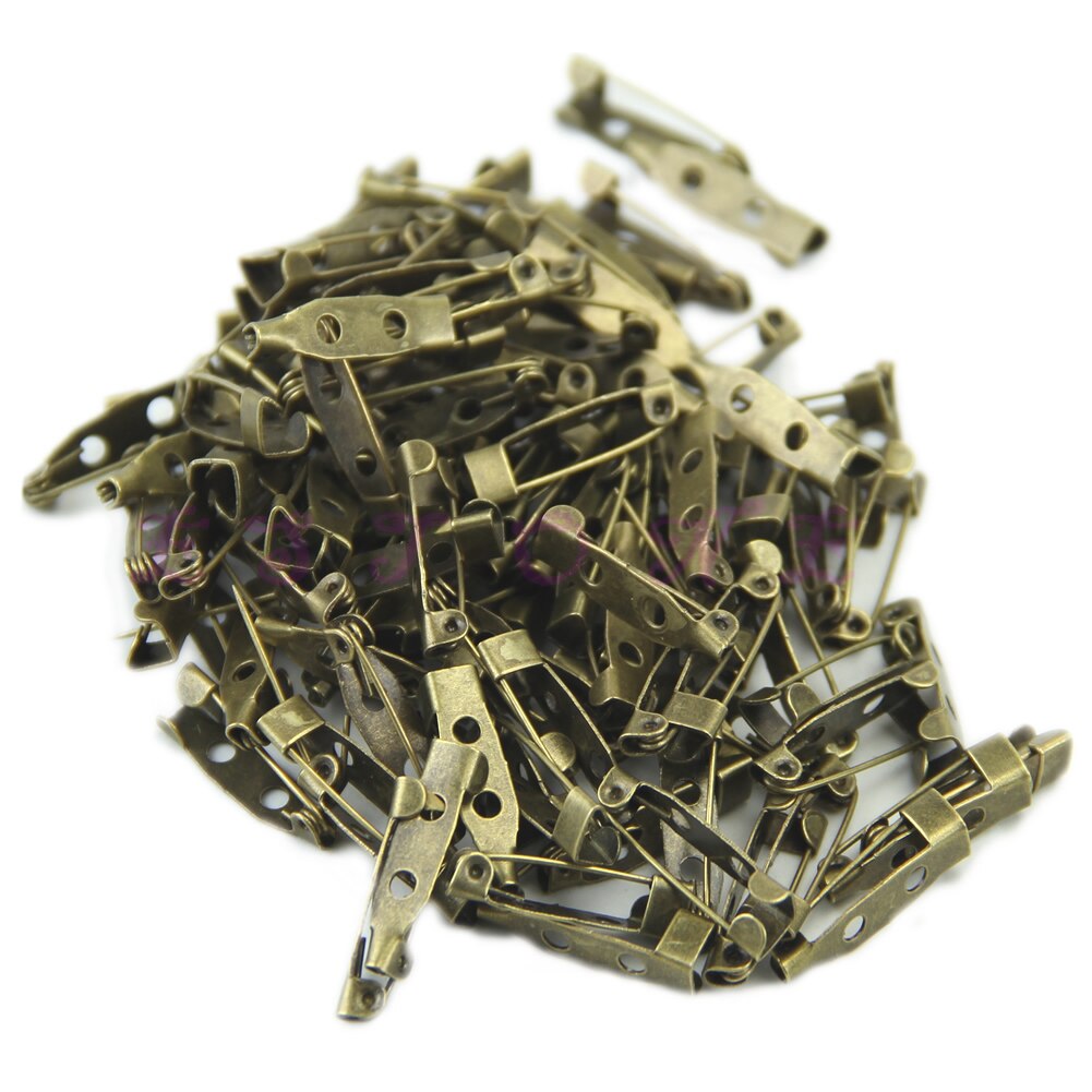 100 Stuks Veiligheid Broche Catch Bar Borgpennen Terug Base Bevindingen Diy Craft 20Mm