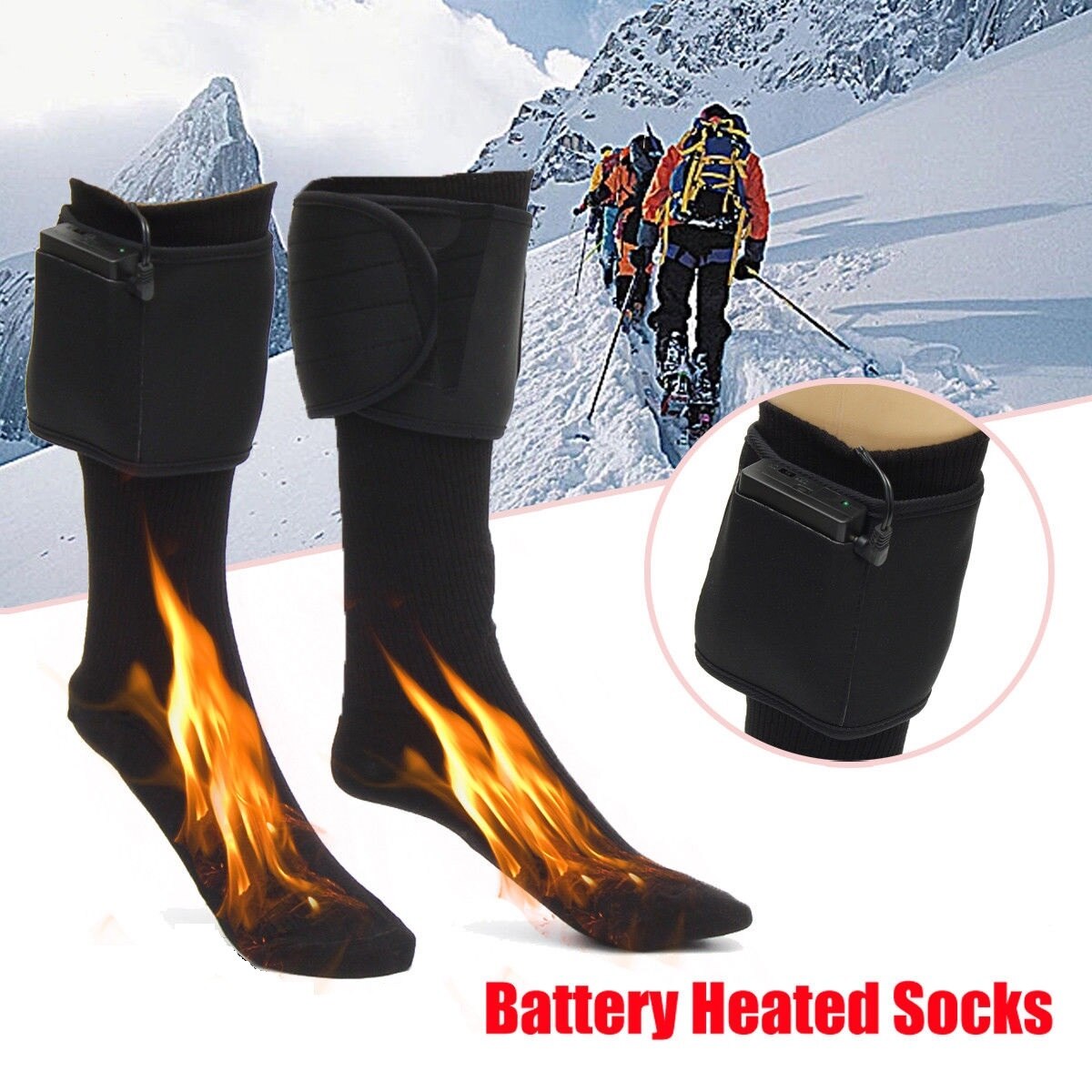 Battery Operated Thermal Cotton Heated Socks Battery Heated Boot Socks Feet Foot Warmer Electric Heater Rechargable Winter Socks