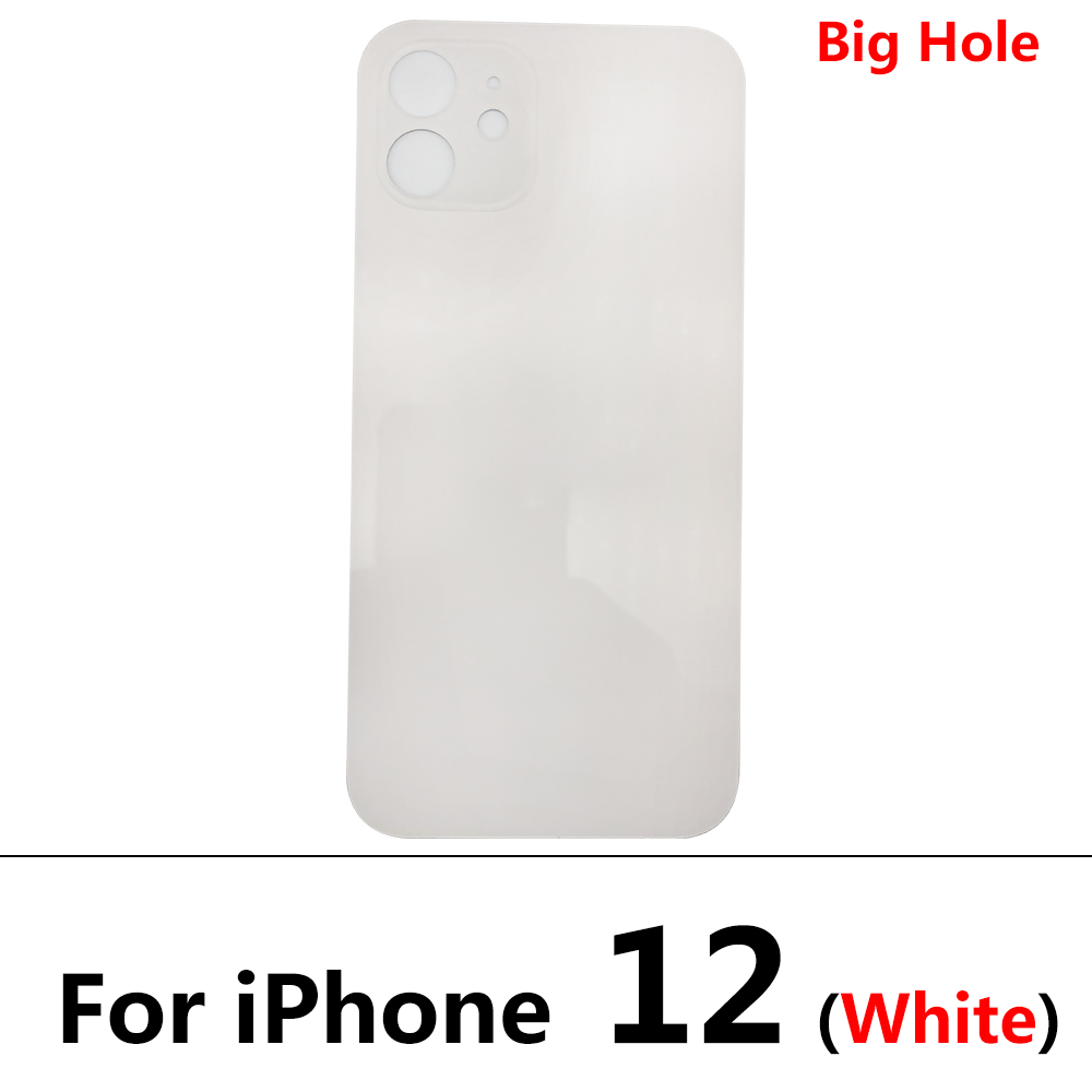 Big Hole Back Glass Rear Cover For Iphone 12 Pro Battery Door Housing Battery Back Cover Glass: For iphone 12 White