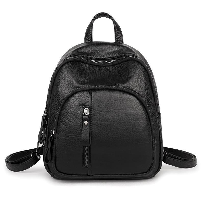 Jahrgang Mini Rucksack Zwei Reißverschluss Frauen Rucksack Gute Schwarz PU Leder Rucksack Sack a Dos Femme Hohe Kapazität Reise tasche: Ursprünglich Titel