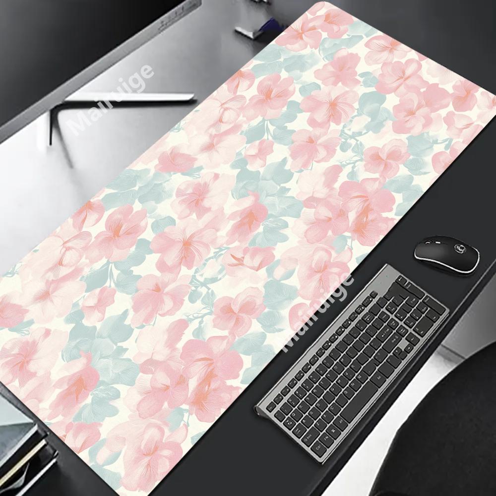 Pink flowers Mouse Pad Large Computer Office Game Table Mats XXL Rubber Anti-slip Gaming Keyboard Mousepads Long Desk Pads: XXS