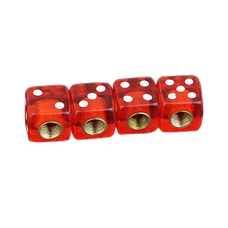 4pcs Dice Shape Car Truck Wheel Tire Air Valve Stem Cover Dust Cap Bicycle Valve: Red