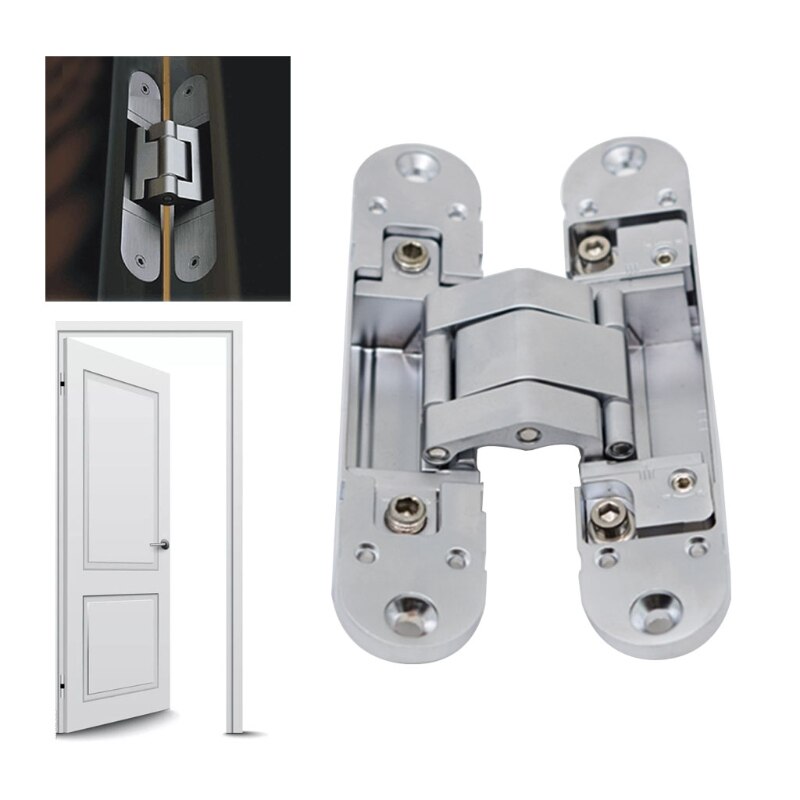 Dobradiça de porta escondida ajustável 3d esconder dobradiça/dobradiça de porta invisível para 2 dobradiças: Prata