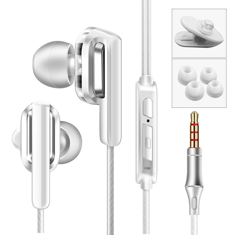 4D basse lourde filaire casque Double dynamique écouteur pour Xiaomi casque Gamer suppression de bruit écouteurs MP3 Earburds pour Sony: White