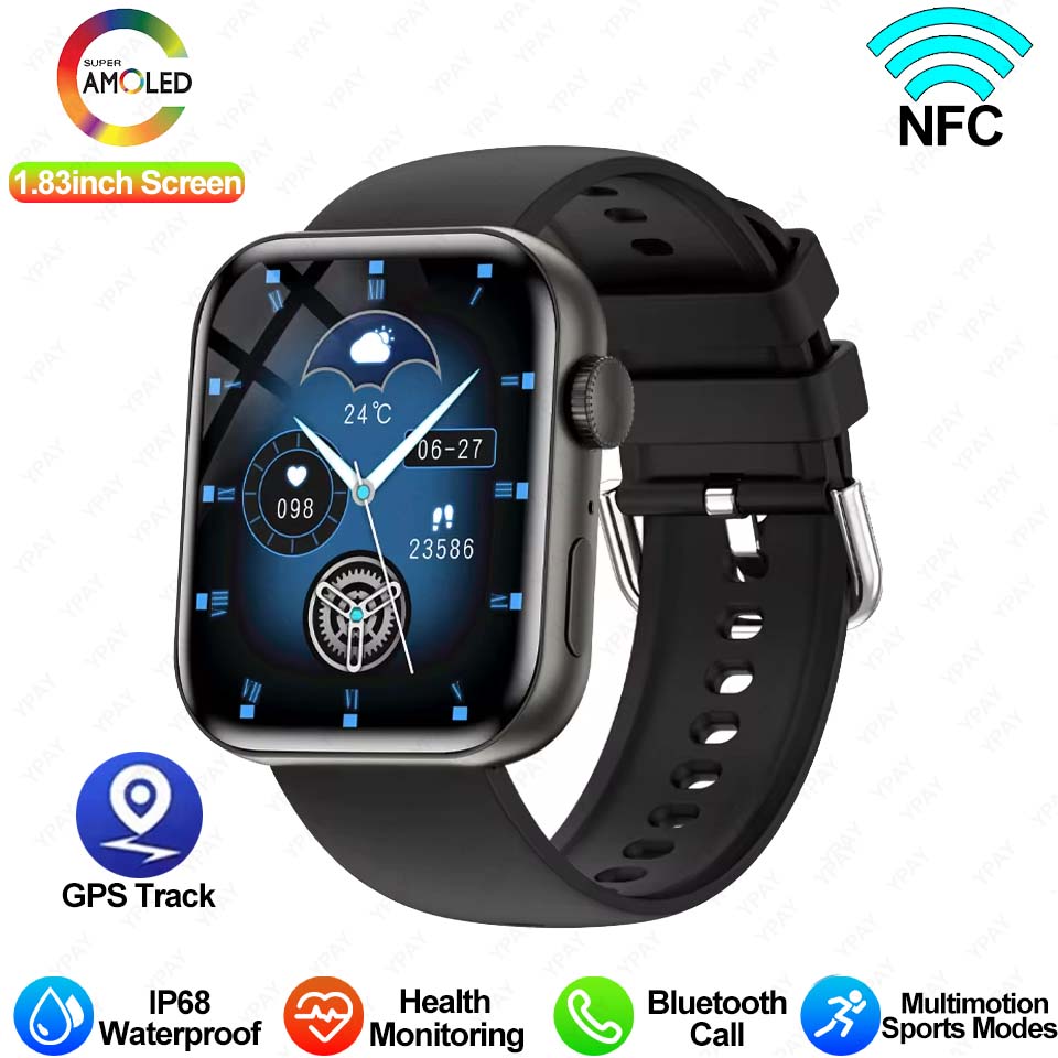 Para huawei xiaomi amoled relógio inteligente masculino ajuste 3 bluetooth chamada gps esporte rastreador ip68 à prova dip68 água feminino smartwatch 2024 novo: Branco