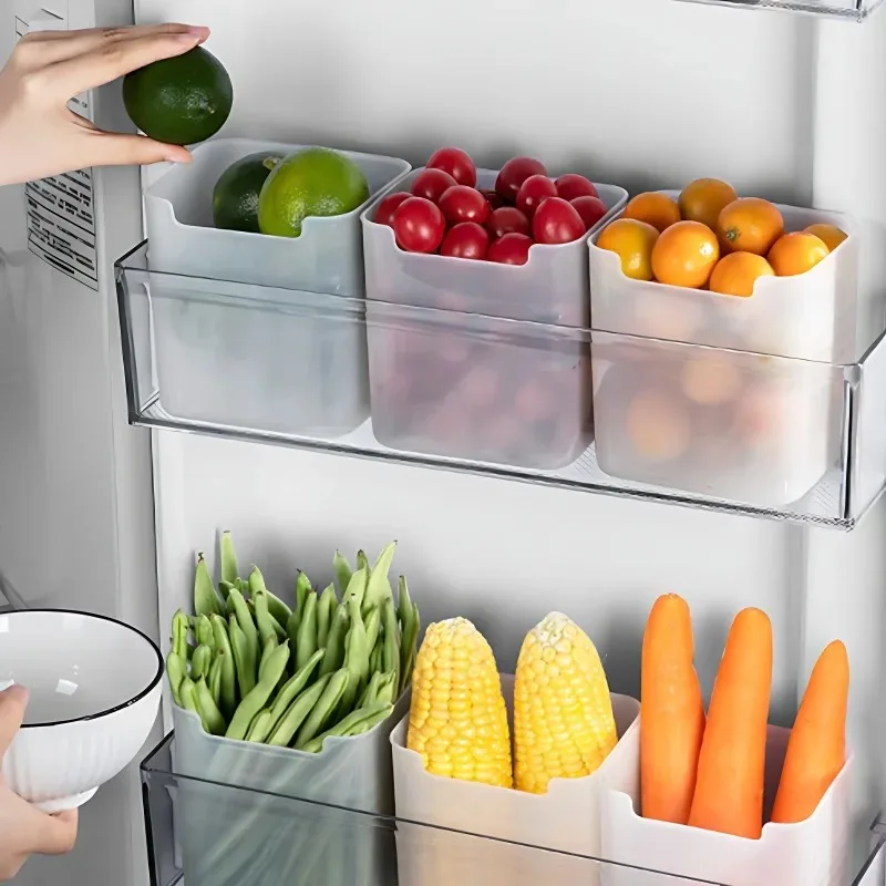 Cajas de almacenamiento para refrigerador, organizador de alimentos frescos, almacenamiento en frío, fruta, especias, contenedor de alimentos, cajas de cocina para el hogar, 1/5 Uds.