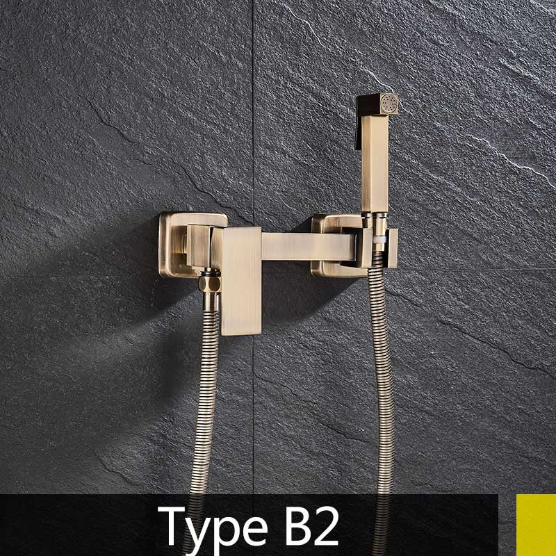 Europe Antique Brass Bath Bidet Faucet Cold Mixer Crane Bath Toilet flushing tool chrome or Antique Polished Wall Mount: Type B2