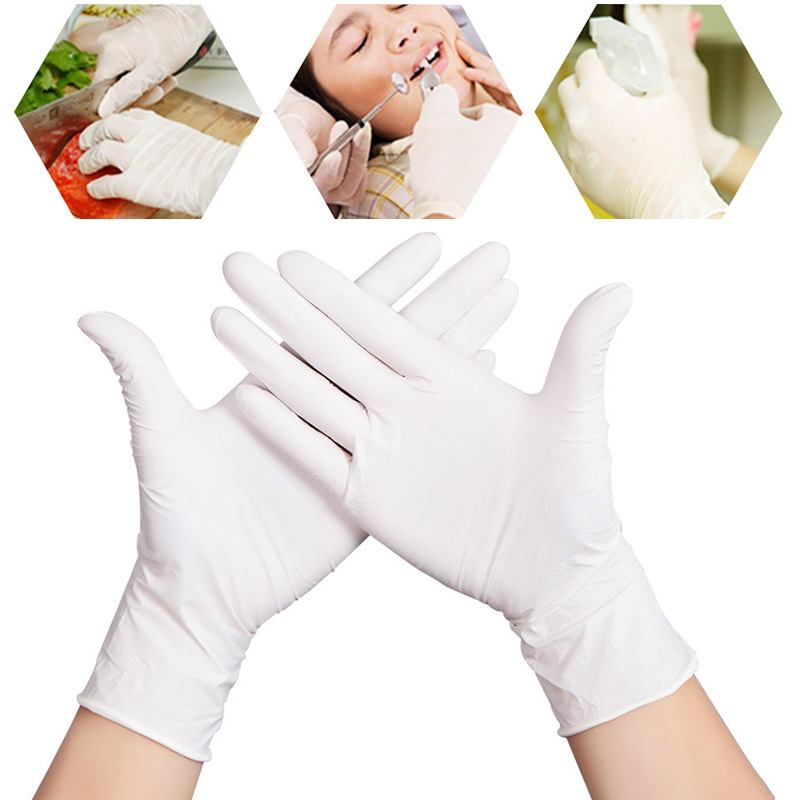 10 Stuks Wegwerp Witte Nitril Handschoenen Multifunctionele Huishoudelijke Schoonmaakmiddelen Wassen Handschoenen Universele Oliebestendig Anti-Statische Latex Handschoen