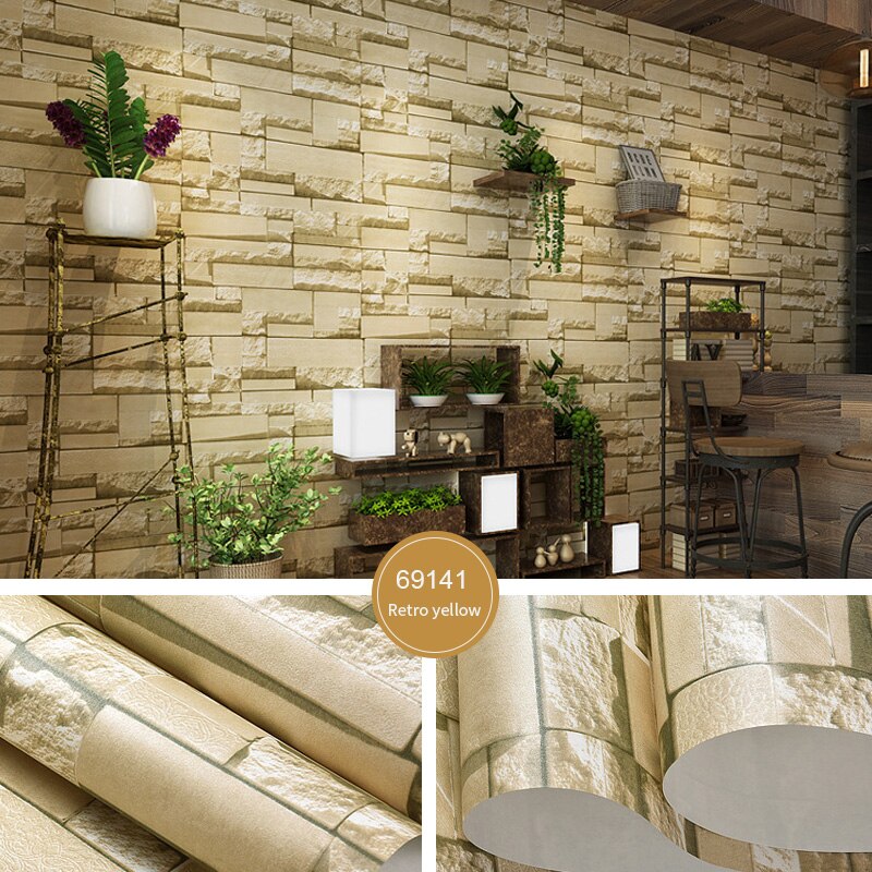 Modern nonwoven brick wall paper simulation brick background wall wallpaper shop decoration wallpaper 3D Roll wallpaper U113: 69141